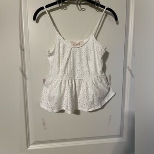 NWT Haitus Eyelet Peplum Crop Top in White